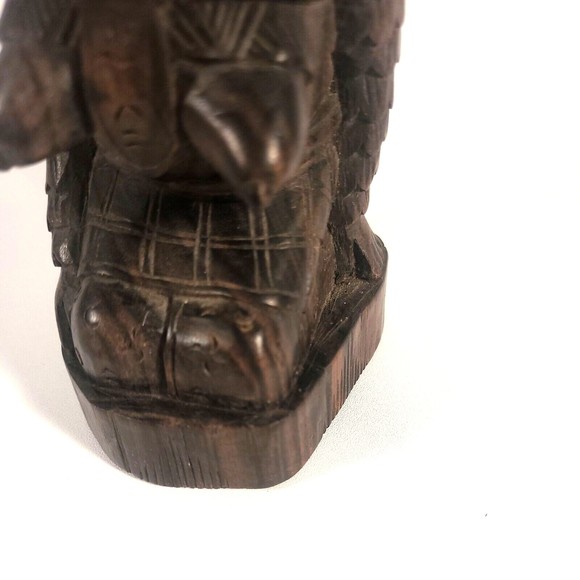Hand Carved Black Wood Foo Dog Fu Dog Dragon Priestess Fertility Goddess 4.75" - Picture 11 of 12